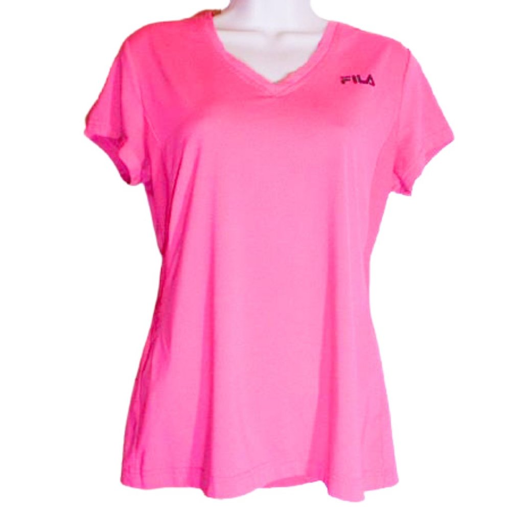 WOMEN'S FILA ACTIVE WEAR SHORT SLEEVE PINK TEE T-SHIRT TOP - MEDIUM